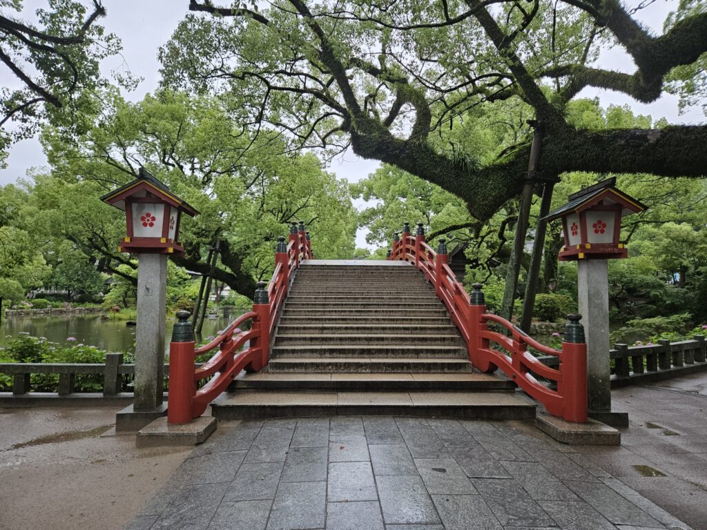 Quiet Taiko Bridge at Dazaifu Tenmangu Shrine, captured in the peaceful early morning