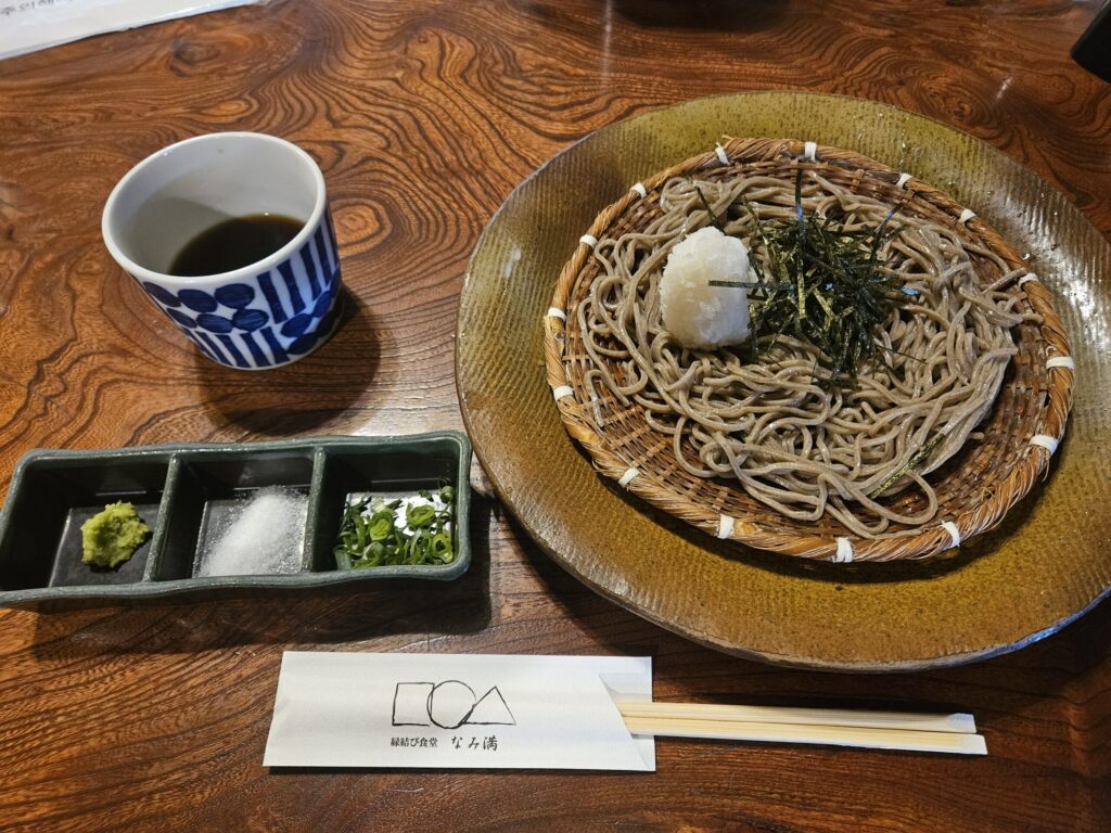 Cold grated daikon soba served at Enmusubi Soba Namiman in Dazaifu