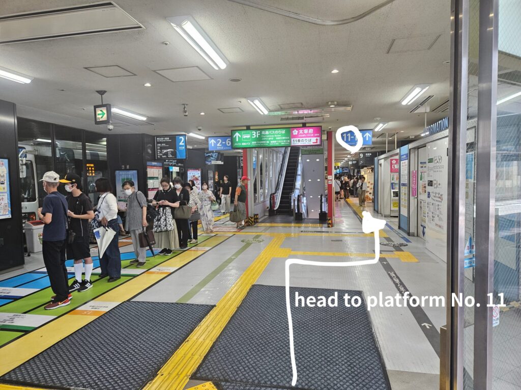 First floor entrance of Hakata Bus Terminal near Hakata Station in Fukuoka.